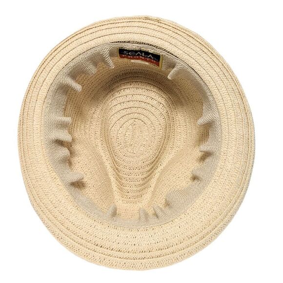 SCALA Straw Woven Fedora One Size Fits Most - Picture 6 of 7